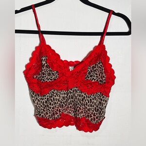 Rampage cheetah / red lace intimate top. slightly transparent medium